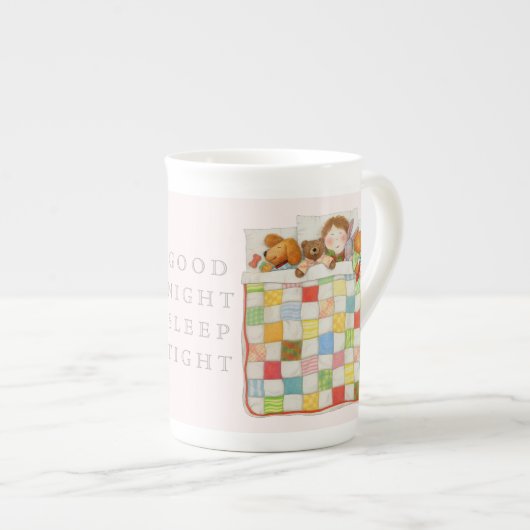 COZY QUILT Bone China Mok - Roze (Voorkant rechts)