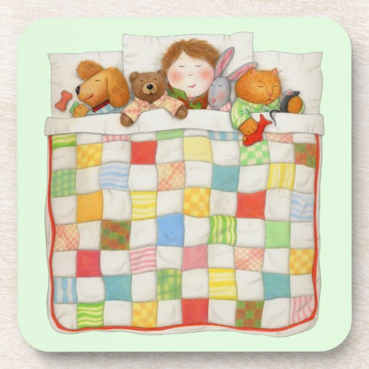 COZY QUILT Harde plastic onderzetters - Groen (Voorkant)