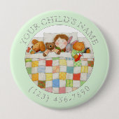 COZY QUILT Kinder ID knop - Groen Ronde Button 4,0 Cm (Voorkant)