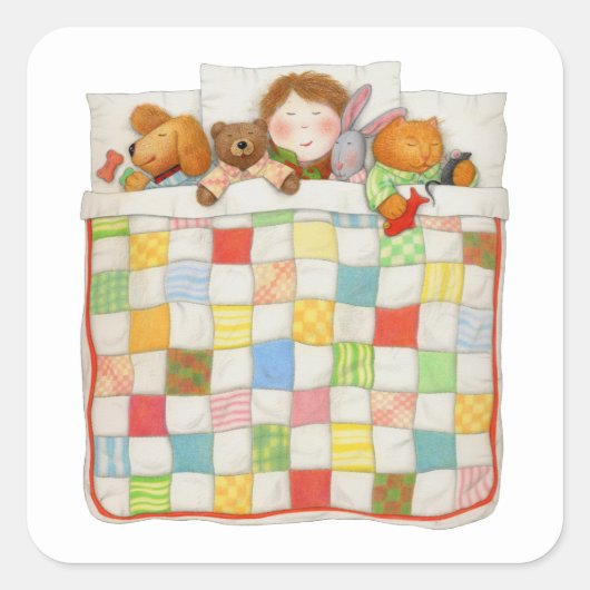 COZY QUILT Small Square Stickers (Voorkant)