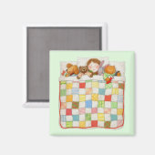 COZY QUILT Square Magnet - Green (Voorkant / Achterkant)