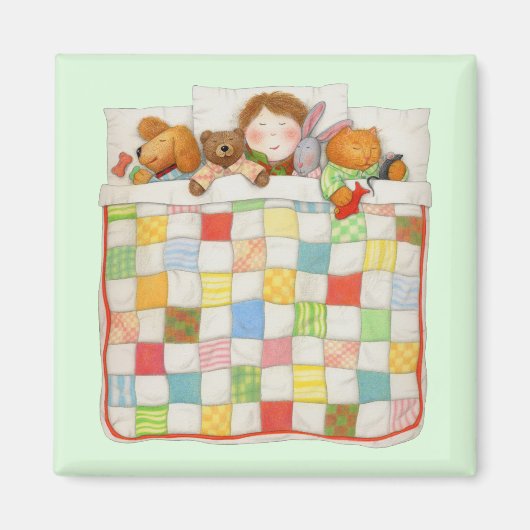 COZY QUILT Square Magnet - Green (Voorkant)