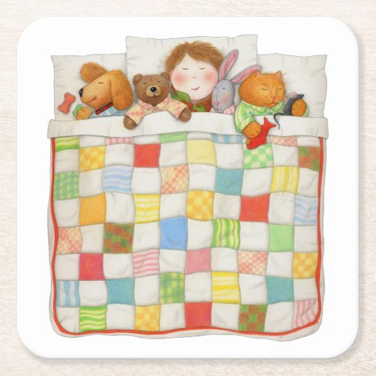 COZY QUILT Square Paper Onderzetters (Voorkant)