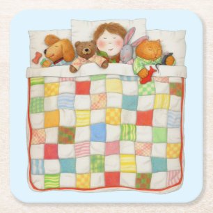 COZY QUILT Square Paper Onderzetters - blauw