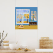 Cozy Rainy Day Dog en Cat Napping Poster (Keuken)