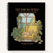 Cozy Rainy Day Retreat | Cute Cat with Books  Notitieboek (Voorkant)