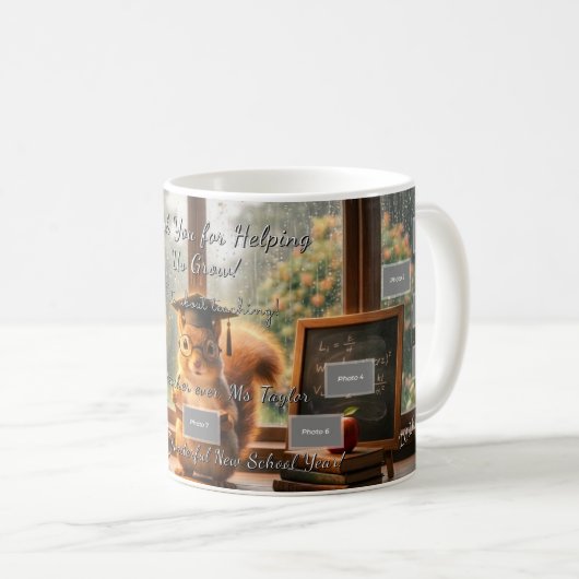 Cozy Rainy Day Squirrel Teacher Appreciation Mug Koffiemok (Voorkant rechts)