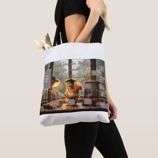 Cozy Rainy Day Squirrel Teacher Shoulder Tote Tote Bag (Dichtbij)
