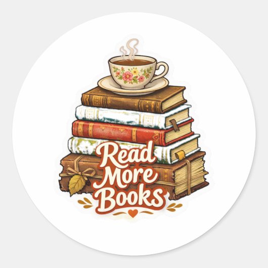  Cozy "Read More Books" Stack with Tea Sticker (Voorkant)