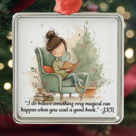 Cozy Reading Book Club Christmas Metalen Ornament