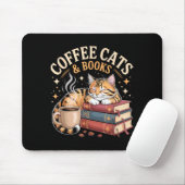 Cozy Reading Cat Coffee And Books Lover Artwork  Muismat (Met muis)