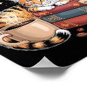 Cozy Reading Cat Coffee And Books Lover Artwork  Poster (Hoek)