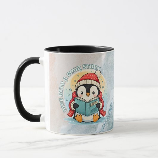 Cozy Reading Penguin Winter Coffee Tea Mug Mok (Links)