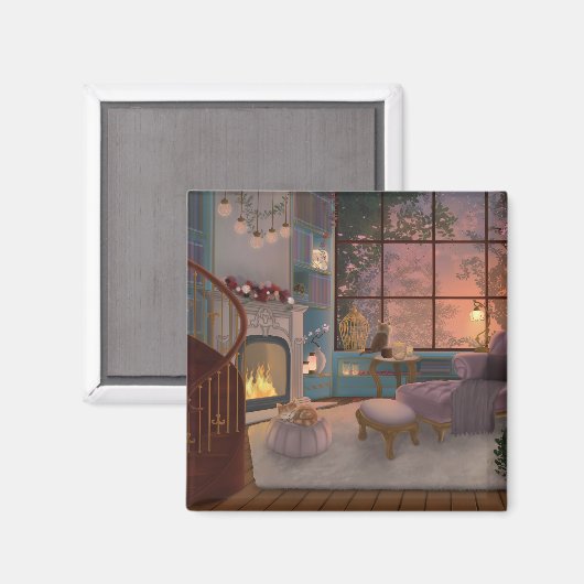Cozy Reading Sunset Room Magneet (Voorkant / Achterkant)