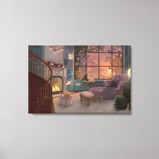 Cozy Reading Sunset Room Wall Canvas (Voorkant)