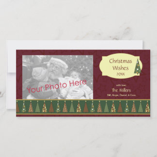 Cozy Red and Green Christmas Tree Photo Card Feestdagenkaart