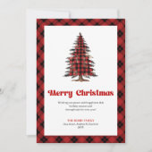 Cozy Red Black Plaid Christmas Tree Greeting Feestdagenkaart (Voorkant)