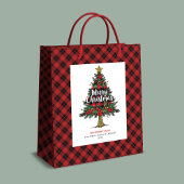 Cozy red black plaid gift bag Christmas custom Medium Cadeauzakje