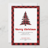 Cozy Red Black Tartan Christmas Tree Greeting Card Feestdagenkaart (Voorkant)