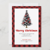 Cozy Red Black Tartan Christmas Tree Greeting Feestdagenkaart (Voorkant)