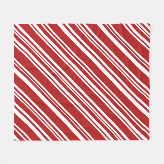 Cozy Red en White Modern Peppermint Stripes Fleece Deken (Voorkant (Horizontaal))