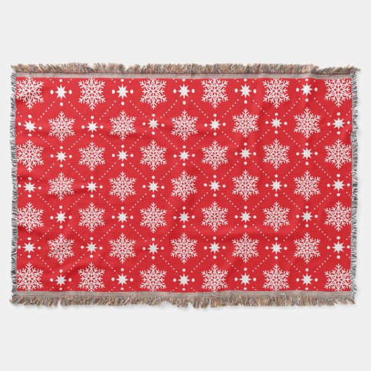 Cozy Red en White Snowflakes kerspatroon Deken (Voorkant)