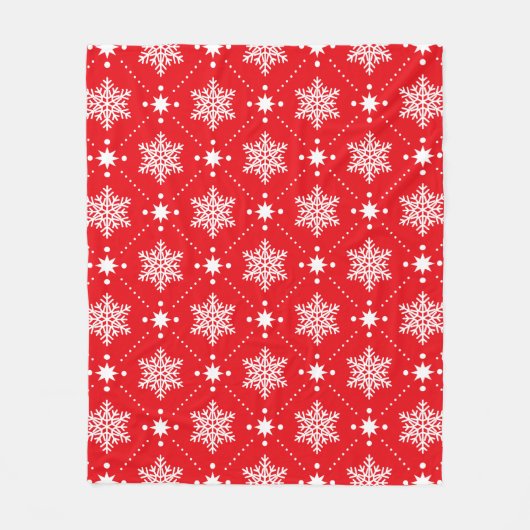 Cozy Red en White Snowflakes kerspatroon Fleece Deken (Voorkant)
