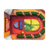 Cozy Red Front Deur - Vrolijk kerstfeest - Sneeuws Magneet (Horizontaal)