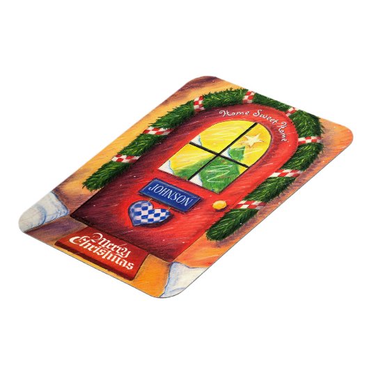 Cozy Red Front Deur - Vrolijk kerstfeest - Sneeuws Magneet (Linkerzijde)