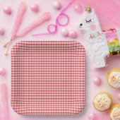 Cozy Red Plaid Christmas Cabin Rustic Papieren Bordje (Feest)