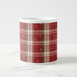 Cozy Red Plaid Snowflake Holiday Mug Grote Koffiekop