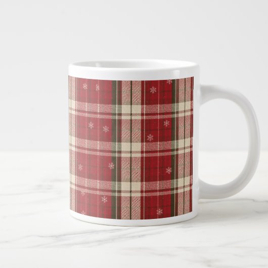 Cozy Red Plaid Snowflake Holiday Mug Grote Koffiekop (Rechts)
