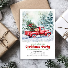 Cozy red truck Christmas scene festive invitation Kaart