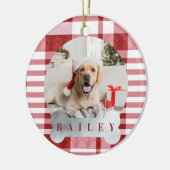 Cozy Red & White Pset Pet Foto Keramisch Ornament (Links)