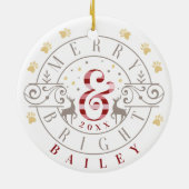 Cozy Red & White Pset Pet Foto Keramisch Ornament (Achterkant)