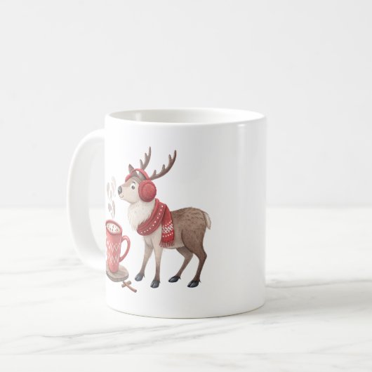 Cozy Reindeer Hot Cocoa Mug Koffiemok (Voorkant links)