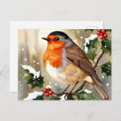 Cozy Robin Christmas Watercolor Illustration Briefkaart (Voorkant / Achterkant)
