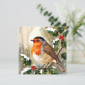 Cozy Robin Christmas Watercolor Illustration Kaart (Staand voorkant)