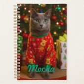 Cozy Russian Blue Cat Christmas Personalized Planner (Voorkant)
