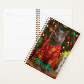 Cozy Russian Blue Cat Christmas Personalized  Planner (Display)