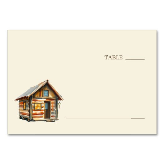 Cozy Rustic Log Cabin Watercolor Kaart (Voorkant)