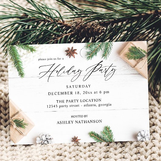 Cozy Rustic Pine Leaves Holiday Kaart