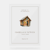 Cozy Rustic Watercolor Cabin Acryl Bord (Voorkant)