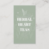 Cozy Sage Green Herbal Tea Shop Herb Bundle Visitekaartje (Voorkant)