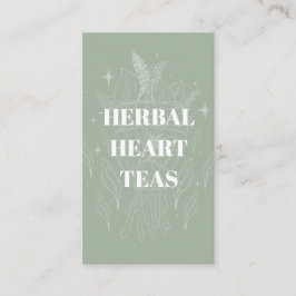 Cozy Sage Green Herbal Tea Shop Herb Bundle Visitekaartje
