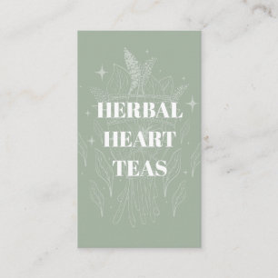Cozy Sage Green Herbal Tea Shop Herb Bundle Visitekaartje