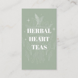 Cozy Sage Green Herbal Tea Shop Herb Bundle Visitekaartje