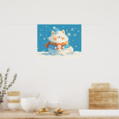 Cozy Samoyed Dog with Mini Snowman Poster (Keuken)
