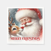 Cozy Santa and Rudolph Christmas Dinner Party   Servet (Voorkant)