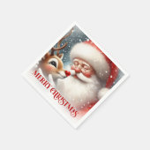 Cozy Santa and Rudolph Christmas Dinner Party   Servet (Hoek)